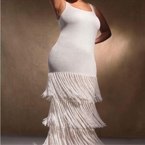 NWOT ELOQUII Fringe Sweater Sleveles Dress, Off Whit, SZ 14/16 Fits Like 18/20US